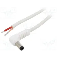 Cable 1X1Mm2 wires,DC 5,5/2,5 plug angled white 1.5M  A25-Tt-C100-150Wh