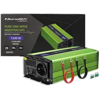 Qoltec Monolith power adapter/inverter Auto 1200 W Green  51941 5901878519418 Zsaqocprz0009
