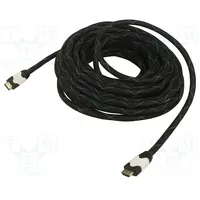 Cable Hdmi 1.4 plug,both sides textile 15M black  Art-Oem-36Op Kabhd Oem-36Op
