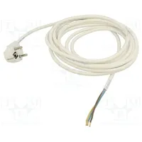 Cable 3X1Mm2 Cee 7/7 E/F plug angled,wires Pvc 1.5M white  Wj-22-3/10/1.5Wh