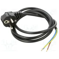 Cable 3X0.75Mm2 Cee 7/7 E/F plug angled,wires Pvc 1.5M  Wj-22-3/075/1.5Bk