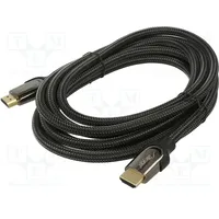 Cable Hdmi 2.1 plug,both sides textile 3M black  Ak-Hd-30S