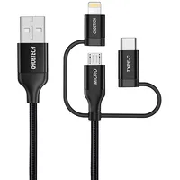 Choetech 3In1 Mfi cable Usb - Type C  micro Lightning Charging 3A data transmission 480 Mbps 1.2M black Ip0030-Bk Ip0030 Bk 6971824971620 055156