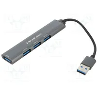 Hub Usb A socket x4,USB plug 3.0 Pnp graphite 0.1M  Qoltec-53791 53791