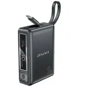 Awei P87K ārējais akumulators Powerbank  10000 mAh 30W melns 6954284008624 85076000