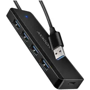 Axagon Hue-C1A 4X Usb3.2 Gen 1 Travel hub, Usb-C power In, w. 20Cm Type-A cable 