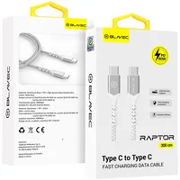 Blavec Cable Raptor braided - Type C to Pd 60W 3A 3 metres Cra-Cc3Ws30 white-silver  Kabav1661 5900217422617