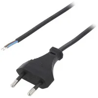 Cable 2X0.5Mm2 Cee 7/16 C plug,wires Pvc 1.6M black 2.5A  Kab-Eu-Op-1.6-Bk