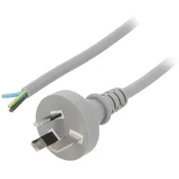 Cable 3X0.75Mm2 As/Nzs 3112 I plug,wires Pvc 1M grey 10A  S27-3/07/1Gy