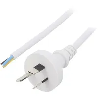 Cable 3X0.75Mm2 As/Nzs 3112 I plug,wires Pvc 1M white 10A  S27-3/07/1Wh