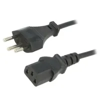 Cable 3X0.75Mm2 Iec C13 female,SEV-1011 J plug Pvc 1.8M  Kab-Swi-P3-1.8-Bk