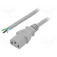Cable 3X1Mm2 Iec C13 female,wires Pvc 1M grey 10A 250V  Sn31-3/10/1Gy