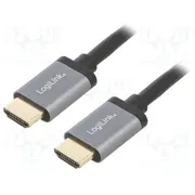 Cable Hdmi plug,both sides 2.0 3M black aluminium  Cha0102
