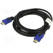 Cable Hdmi plug,both sides Pvc 3D,4K,Arc,Cec 2.0,Hdr 3M  Ca-Hdmi20Cu-0030Bk Ca-Hdmi-20Cu-0030-Bk