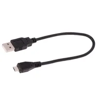 Cable Usb 2.0 A plug,USB B micro plug 0.25M black  Qoltec-50494 50494