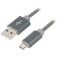Cable Usb 2.0 A plug,USB B micro plug 1M grey 480Mbps  Cc-Usb2S-Ammbm-1Bg Cc-Usb2S-Ammbm-1M-Bg