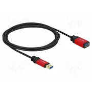 Cable Usb A socket,USB plug gold-plated 2M black metal  Delock-82753 82753