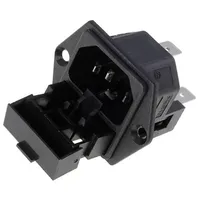 Connector Ac supply socket male 10A 250Vac Iec 60320 C14 E  Pf0030/63