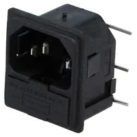 Connector Ac supply socket male 10A 250Vac Iec 60320 C14 E  Pf0011/10/Pc