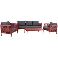 Dārza mēbeļu komplekts Bremen galds, dīvāns un 2 krēsli, sarkans  15407 4741243154070