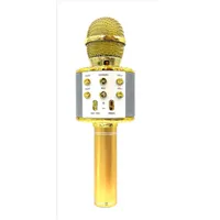Goodbuy karaoke mikrofons ar iebūvētu Bluetooth skaļruni  3W aux balss modulators Usb Micro Sd zeltains Gbmik3Wgo 4752243031858