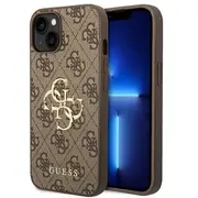 Guess Pu 4G Metal Logo Case Aizsargapvalks priekš iPhone 14 / brūns  Guhcp14S4Gmgbr 3666339066284