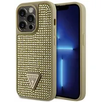 Guess Rhinestones Triangle Metal Logo Case for iPhone 14 Pro Gold  Guhcp14Lhdgtpd 3666339120078