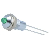 Indicator Led prominent green Ø6.2Mm Ip40 for Pcb brass  Smqs062