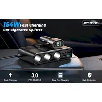 Joyroom Jr-Cl06 Multi 3 Sockets and 5 Ports Car Charger Black  6941237165121