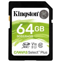 Kingston Technology 64Gb Sdxc Canvas Select Plus 100R C10 Uhs-I U1 V10  6-Sds2/64Gb 740617297973