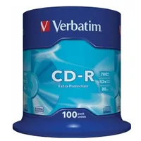 Matricas Cd-R Verbatim 700Mb 1X-52X Extra Protection, 100 Pack Spindle  43411V 023942434115