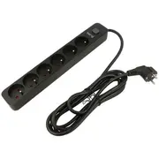 Plug socket strip protective Sockets 6 230Vac 16A black Kerg  M02521