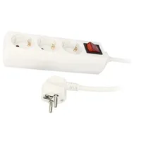 Plug socket strip supply Sockets 3 230Vac 16A white 1.4M  Lps206