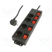 Plug socket strip supply Sockets 4 250Vac 16A black 1.5M  Lps251