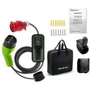 Qoltec Mobile Ev Car Charger Adjustable 2In1 Type2  7Kw Cee 3 Pin 230V Lcd Portable Wallbox 5M 52466 5901878524665 Wlononwcrgh95