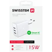 Swissten Smart Ic Tīkla Lādētājs 3X Usb 3А 15W  22052100 8595217476615