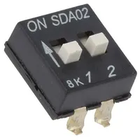 Switch Dip-Switch Poles number 2 On-Off 0.025A/24Vdc Pos  Sda02H1Sbd