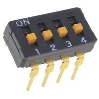 Switch Dip-Switch Poles number 4 On-Off 0.03A/30Vdc Pos 2  A6D-4103