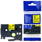 Tz2-611 uzlīmju lente melns uz dzeltena 6Mm Analogs tze611  6936035901057