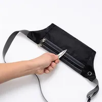Hurtel Ultimate Running Belt with headphone outlet black Tripple zip belt bag grey  9111201899186