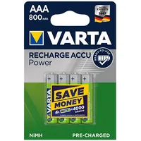 Varta Hr03 Aaa Recharge Accu Power 800 mAh 56703 Rechargeable batteries 4 pcs Green  56703101404 4008496550616 Balvatakm0006