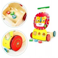 Wooden pusher educational trolley Lion with blocks and sorter  Ma088 100000057697