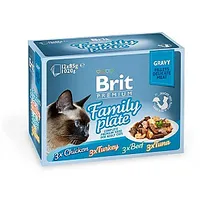Brit Premium Cat Pouch mērces filejas ģimenes šķīvis - mitrā kaķu barība 12 x 85G 480400