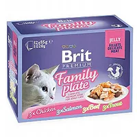 Brit Premium Cat Pouch želejveida filejas ģimenes šķīvis - mitrā kaķu barība 12 x 85G 480465