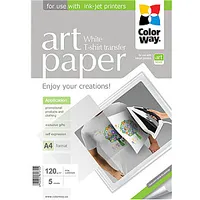 Colorway Art Photo Paper T-Shirt transfer White, 5 sheets, A4, 120 g/m² 194982