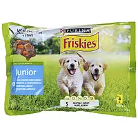 Friskies Junior Vistas ar burkāniem - Mitrā barība suņiem 4X100G 369412