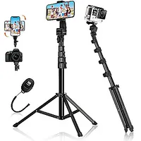 Fusion universāls statīvs  selfie stick turētājs Gopro tālrunis fotokamera 160 cm pults 527843