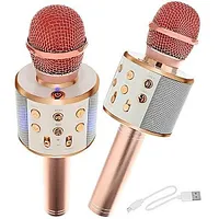 Goodbuy karaoke mikrofons ar iebūvētu Bluetooth skaļruni / 3W aux balss modulators Usb Micro Sd gaiši rozā 309713