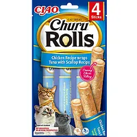 Inaba Churu Rolls Vistas rullīši Ķemmīšgliemeņu tunča recepte - Kaķu kārums 4X10G 477525