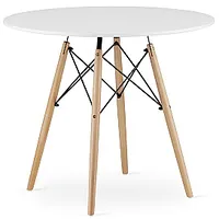 Moderns skandināvu stila kafijas galdiņš, balts apaļš virsma, 90 cm. 699390